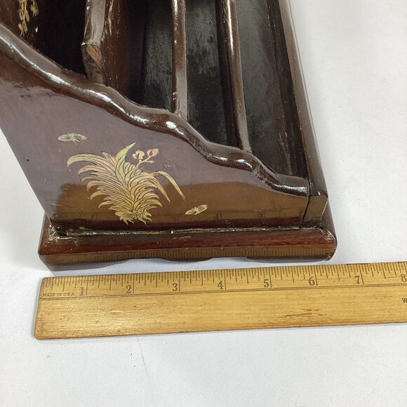 Oriental Lacquer Ware Letter Mail Desk Rack - Picture 7 of 9